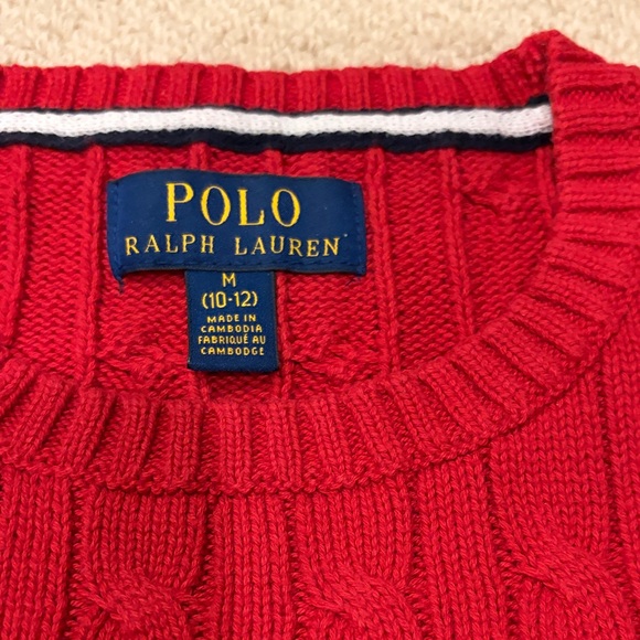 Polo by Ralph Lauren Boy’s Vibrant Red Crewneck Sweater - Picture 2 of 4